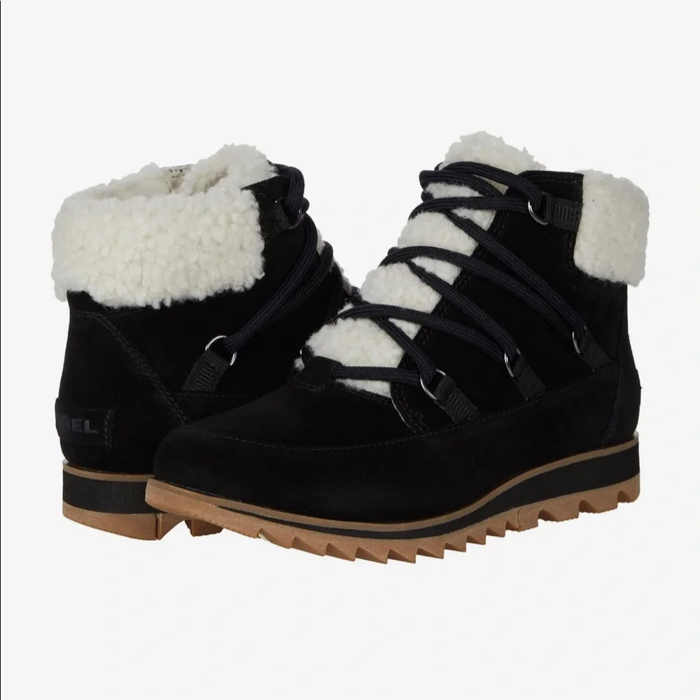 NEW SOREL HARLOW LACE COZY WATERPROOF BLACK SOLE BOOTIE: 9 - Picture 5 of 8